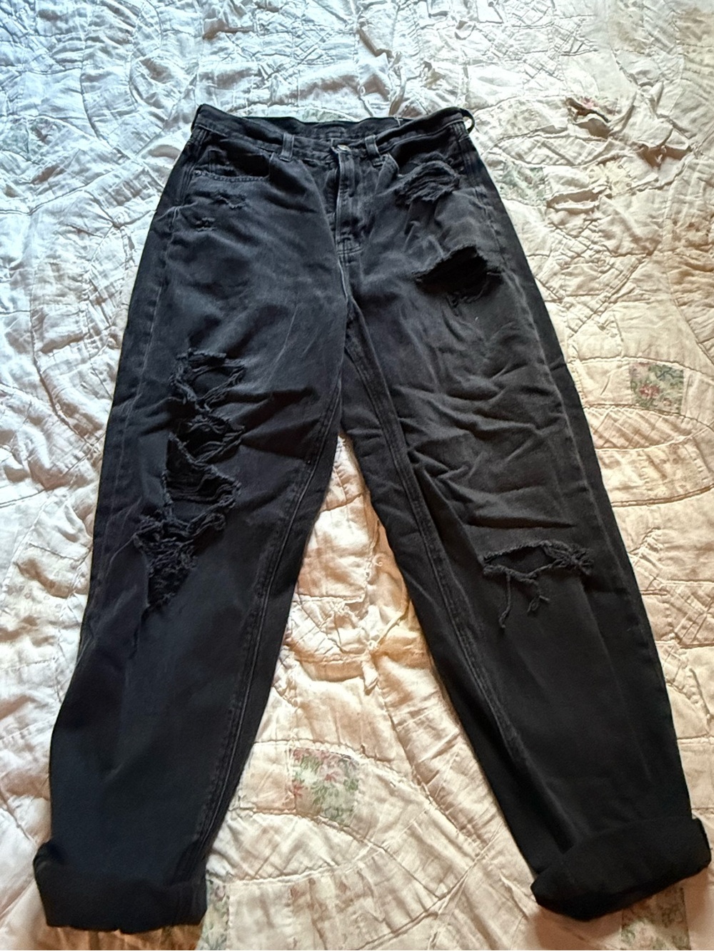 Black Distressed Women’s Jeans - Grunge - Garage band- Streetwear